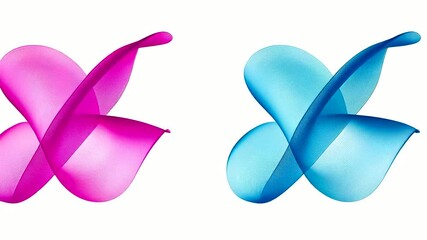 Wall Mural - Abstract Flowing Ribbon Animation with Pink and Blue, Seamless Loop Background