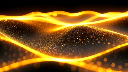 Wall Mural - Abstract Golden Particle Wave Motion Background for Presentations and Visual Effects