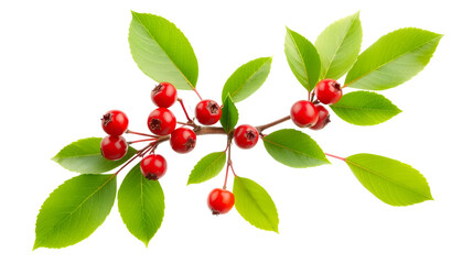 three sprigs of vibrant red berries with fresh green leaves provide a delightful botanical element i