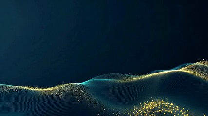 Wall Mural - Elegant blue and gold particle wave background video for presentations and graphics