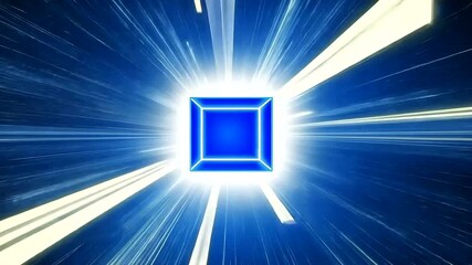 Wall Mural - futuristic blue cube with light rays background for technology and innovation