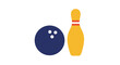 © AI_ID - Bowling sport game icon. A flat design illustration of a bowling ball and a single pin symbol, isolated on a white background.