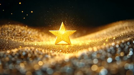 Wall Mural - Golden Star Award Sparkle Glitter Background for Holiday and Celebration Events