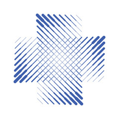 Poster - Geometric Cross Line Pattern, Halftone Effect, Blue Lines on White Background Vector Illustration
