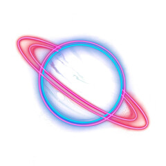 Wall Mural - png neon glowing planet with rings