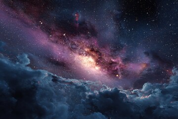 Wall Mural - stunning galaxy wallpaper featuring vibrant colors and vast space filled with stars and cosmic cloud