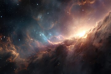 Wall Mural - vibrant cosmic nebula with shining stars illuminating the vastness of space during twilight hours