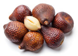 Closeup of Snake Fruits or Salak Palm Fruits on White Background