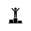 © Skydot - Winners business people icon. Glyph style. Competition figure, podium, win, winner, first, 1st, person, award concept. Silhouette solid symbol. Isolated design.