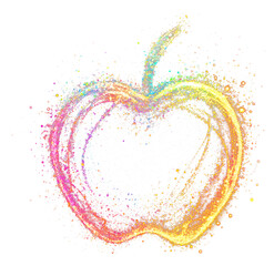 Wall Mural - png colorful apple shape light glitter background effect black.