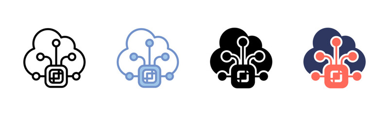 Cloud Algorithm icon sheet multiple style collection