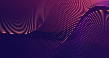 Wall Mural - abstract purple background with glowing curved lines and modern wave design