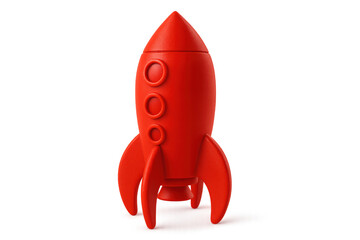 Canvas Print - red rocket ship ready for launch, symbolizing startup, innovation, and exploration on a transparent 