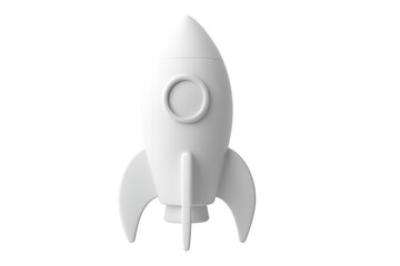 Canvas Print - simple white 3d rocket launching upwards, perfect for projects related to startups, innovation, and 
