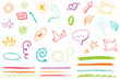 © MdAfzal - Whimsical collection of decorative sketch strokes, speech bubbles, and squiggly lines perfect for artistic designs, posters, and creative visual branding