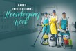 © Pixel-Shot - Young janitors with cleaning supplies in office. Happy International Housekeeping Week