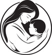 © rohit - Protective Mother’s Hug in Black Art Elegant Mother Holding Her Infant Silhouette