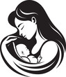 © rohit - Protective Mother Holding Baby Outline Modern Mother and Child Black Design
