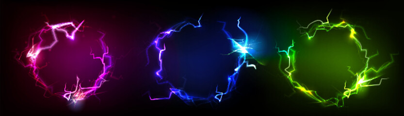 Wall Mural - vibrant electric effects with circle formations and bolt patterns for dynamic light displays or ener