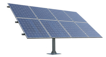 Ai generated image of solar panel array for renewable energy isolated on transparent background