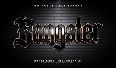 Poster - gangster 3d vector text effect with modern style design
