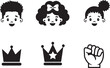 © BrandRipple - Happy kids faces crowns and fist icons for design