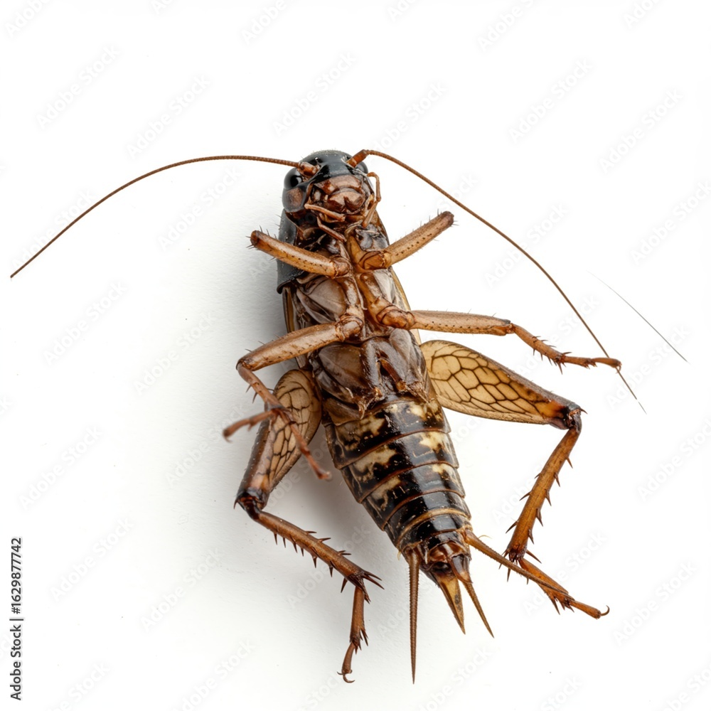 Detailed Macro: A Deceased Cricket's Exoskeleton Against White. 8k ...
