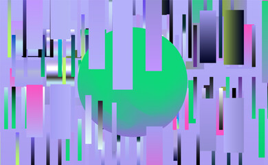 Wall Mural - Glitch art background with colorful chaotic lines.