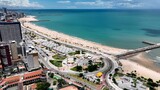 Beach Landscape In Fortaleza Ceara Brazil. Bird Eye View Of A Amazing Coastal Beach In The Summer Holiday. Industry Skyline Commercial Building Awesome. Commercial Building Architecture Business.