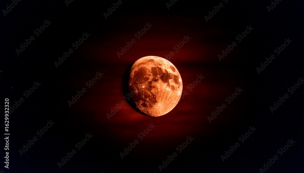 total lunar eclipse blood moon glowing red halo night sky Stock Photo ...