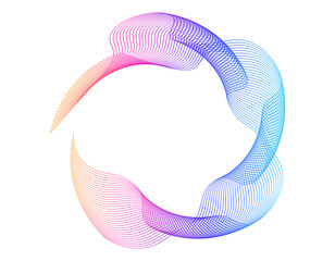 Aufkleber - Design elements. Wave of many purple lines circle ring. Abstract vertical wavy stripes on white background isolated. jpg Colourful waves with lines created using Blend Tool