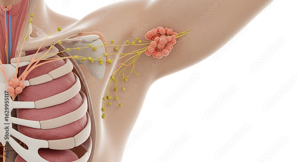 Detailed anatomical illustration of the human body with lymphatic ...