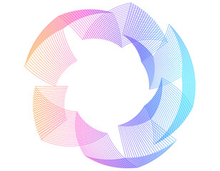 Aufkleber - Design elements. Wave of many purple lines circle ring. Abstract vertical wavy stripes on white background isolated. jpg Colourful waves with lines created using Blend Tool
