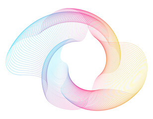 Aufkleber - Design elements. Wave of many purple lines circle ring. Abstract vertical wavy stripes on white background isolated. jpg Colourful waves with lines created using Blend Tool