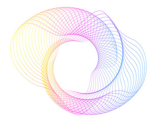 Aufkleber - Design elements. Wave of many purple lines circle ring. Abstract vertical wavy stripes on white background isolated. jpg Colourful waves with lines created using Blend Tool