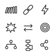 © Viacheslav - Cause and Effect Icons. Outline icon set of cause and effect: domino pieces, chain reaction, lightning bolt, explosion, arrows