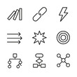 © Viacheslav - Cause and Effect Icons. Outline icon set of cause and effect: domino pieces, chain reaction, lightning bolt, explosion, arrows