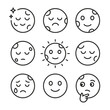 © Svitlana - Emotional Moon Icons. Outline icon set of moon and emotions: dreamy moon, sad moon, happy moon, mysterious moon, glowing moon,