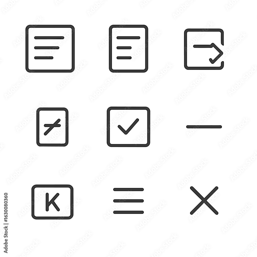 Vector de Stock Outline Menu Icons. Outline icon set of context menus ...