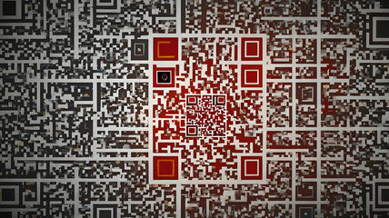 intricate digital labyrinth of qr codes representing a futuristic concept for secure data and online
