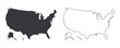 © AndiPoe - Bundle of USA map icons : outline and solid black styles, United States Of America infographics, education, and location-based design projects.