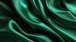 © mockup - Emerald green silk fabric, draped in soft waves