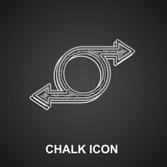 Poster - Chalk Arrow icon isolated on black background. Direction Arrowhead symbol. Navigation pointer sign. Vector