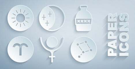 Wall Mural - set symbol pluto, bottle of water, aries zodiac, great bear constellation, eclipse the sun and sun i