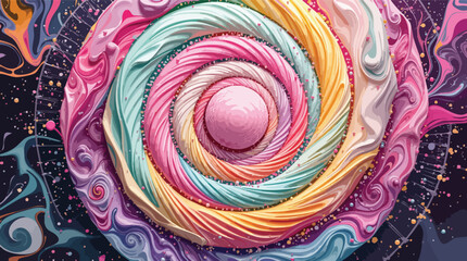 Poster - Swirling pastel lollipop with sprinkles candy sweet.