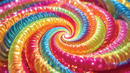 Poster - Swirling Rainbow Lollipop With Glittering Sparkles.