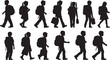 © RabiaAktar - Silhouettes of Children Walking with Backpacks kids, children, kids, students, school, walking, silhouettes, backpacks, bags, carrying, going to school, returning from school, education, learning, chi