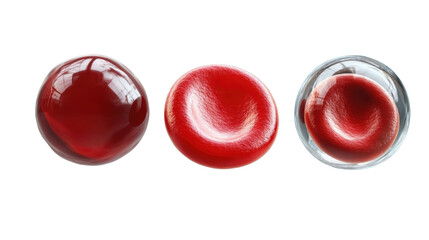 Poster - Three Distinct Red Spheres Displaying Varied Textures and Glossy Finishes for Artistic and Conceptual Uses in Design and Illustration