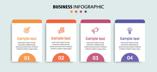 Wall Mural - business infographic template with 4 options or steps. can be used for workflow layout, diagram, ann