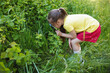 © New Africa - Cute little girl looking at plant through magnifying glass in nature